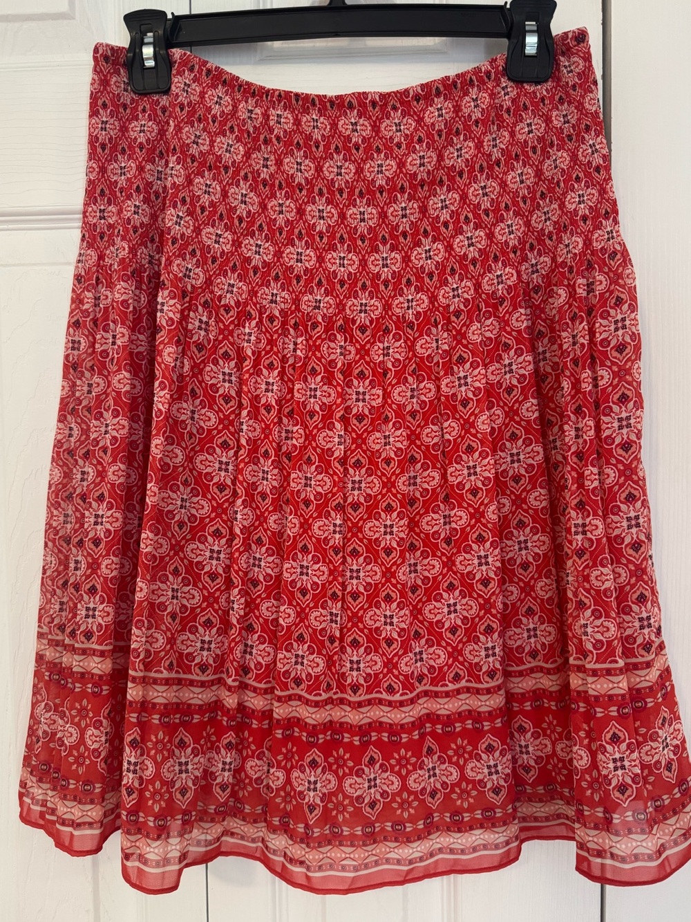 Max Studio Red Patterned Circle Skirt